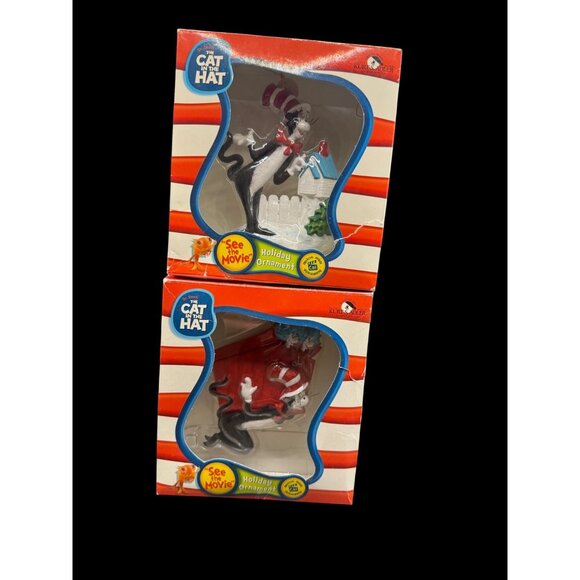 Kurt Adler Dr. Seuss Set of 3 The Cat In The Hat Movie 2003 Holiday Ornaments - Picture 2 of 11
